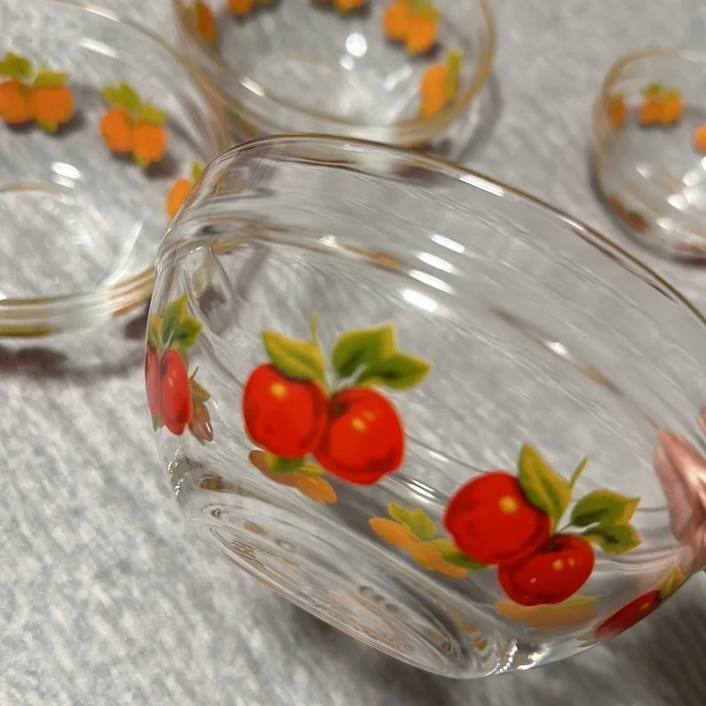 Glass Mixing Bowl with Red Apple Motif